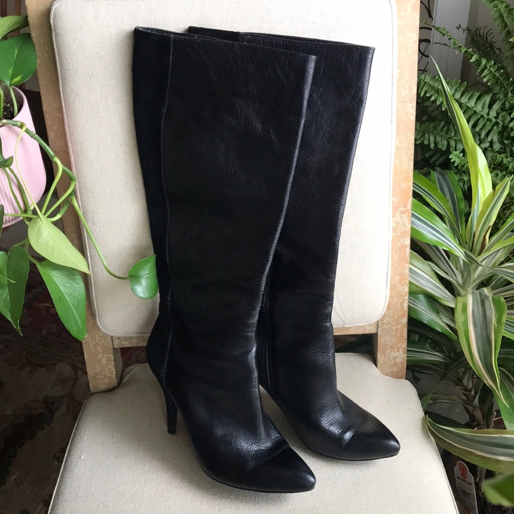 Jessica Simpson Black Leather Knee High Boots 9